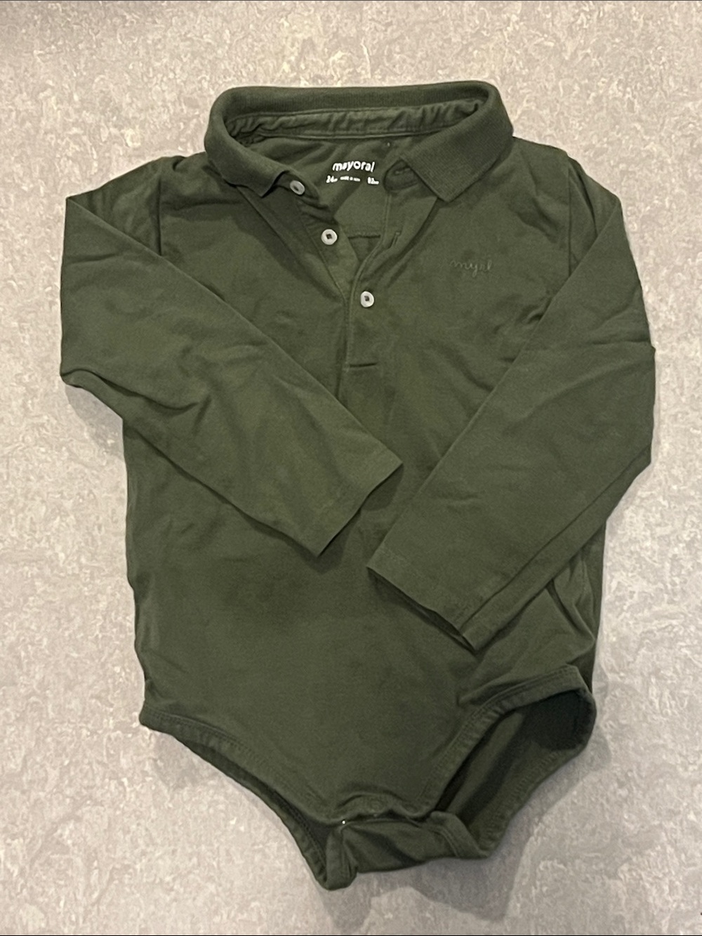Mayoral Olive Green Long-Sleeve Polo Bodysuit